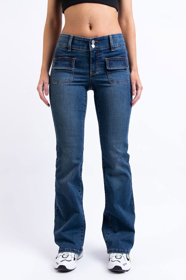 Jeans Med Lav Midje Og Bootcut-snitt - Chole Blue